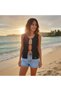 Women's Knitwear Thick Strap Open Front Black Color Blouse Bb2753 - 4