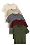 Men's 5-Pack Cotton Basic T-Shirt Beige Stone Burgundy Khaki Dark Gray