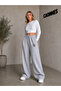 2-Piece Women's Ny Printed Sweatpants (Black-Grey) Oversize Baggy Loose Legs - 4