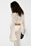 Spingles women's perforated mesh textured sheer spanish sleeve beach top bolero ecru blouse - 5