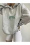 Women's Gray Dont Printed Hooded Hoodie Sweatshirt - 4