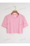 Women's Plain Pink Oversize Crop T-Shirt