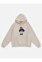 Unisex College Bear Printed Hooded Fleece Oversized Sweatshirt