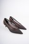 Khloe Women's Brown Tulle Detailed Pointed Toe Short Heeled Stiletto - 4
