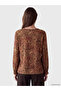 Peak New Season Brown Crew Neck Patterned Blouse - 4