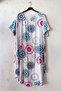 Italian White-Beige Pool Collar Short Sleeve Flared Cut Printed Casual Viscose Long Woven Dress 120 62 - 2