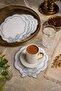Silver Embroidered Set of 6 Coffee Side Presentation Napkins Dowry Box Coffee Bottom Presentation Napkins Vensura