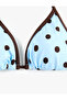 Contrast Detailed Ribbed Polka Dot Triangle Bikini Top - 3