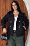 Women's Stand Collar Trench Coat - Belted Double-Breasted Buttoned Trench - 3