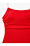 U-Neck Thin Straps Color Contrast Ribbed Swimsuit - 3