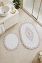 Lace 2-Piece Non-Slip Leather-Based Bath Mat Set with Laces, Washable Bath Set Shera - 4