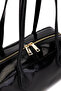 Women's Genuine Leather Black Wrinkled Patent Leather Handbag - 3