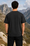 Men's Outdoor Compass Mountain Printed Short Sleeve Oversize T-Shirt - Black - 3