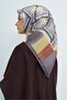 Sura Pure Silk Scarf 9534 - 04 Gray Yellow Orange Abstract Pattern - 2