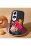 Oppo A60 Compatible Case Camera Protector Black Silicone Couple Phone Case with Floral Pattern - 2