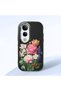 Vivo V50 Lite Compatible Case Camera Protective Black Silicone Couple Phone Case with Floral Pattern