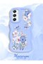 Samsung Galaxy A34 5g Compatible Case Camera Protector Blue Silicone Couple Phone Case Floral Pattern - 2