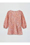 Original V-Neck Floral Balloon Sleeve Blouse - 6