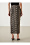 Gray Extra Slim Fit Patterned Women's Skirt - 4