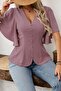 Women's Short Sleeve Button-Front Imported Crepe Blouse - 2