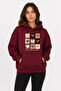 Small Leopard Hearts Printed Hooded 2 Thread Raster Sweatshirt