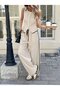 Women's Sleeveless Buttoned Front Vest and Trousers Two-Piece Set
