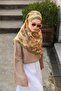 Petra Mosaic Pattern Shawl - Oil Green Mink - 3