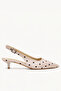 Puantina Women's Beige Polka Dot Low Heel Pointed Toe Shoes 4cm - 2