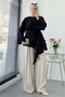 Premium Side Ruffle Modal Blouse - Black - 8