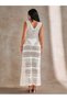 Women's V-Neck Detailed Cotton Knitwear Beach Dress - 6