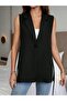 Women's Sleeveless Collared Front Buttoned Waist Belted Atlas Jacket - 6
