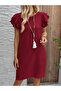 Women's Short Sleeve Crew Neck Ruffle Short Wrap Dress - 6