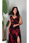 Women's strappy, crossover neck, wide cut, detailed slit, long supreme dress - 4