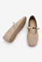 Women's Stoned Blunt Toe Banded Ballerinas Belris Beige Suede - 8