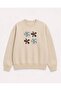 Floral Printed 2 Thread Threaded Crew Neck Sweatshirt