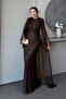 Elizya Lace Evening Dress Set Brown