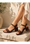 Tarhan Thick Heeled Stylish Shoes Brown