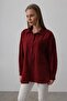 Long Shirt with Bead Embroidery Detail - Burgundy - 2