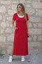 Women's Short Sleeve Athlete-Looking Side Slit Long Viscose Dress - 4