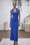 Women's Sleeveless V-Neck Long Knit Dress - 3