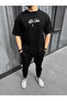 Unisex printed oversize t-shirt - black - 2