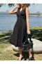 Women's imported crepe fabric double breasted lapel skirt flared sleeveless mini dress - 3