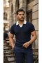Men's Patterned Short Sleeve Knitwear T-Shirt - 100% Cotton Acrylic - 4