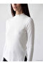 Ecru Asymmetrical Cut Women's Ribbed Bodysuit - 3