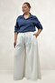 69008 Plus Size Elastic Waist Cupra Trouser Skirt - Ecru - 4