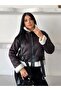 Trend Laminated Coat with Plush Leather Sleeves - 5