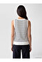 Lcw Everyday Ecru U-Neck Striped Women's Knitwear Undershirt - 4