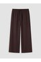 Peak New Season Brown Wide Leg Women's Trousers with Elastic Waist - 5