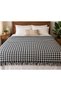 Buldan Cotton Houndstooth Pattern Anthracite Double Bedspread & Pique