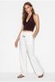 Women's White 100% Cotton Linen Elastic Waist Pocket Detailed Loose Trousers 3466 60286382 - 3